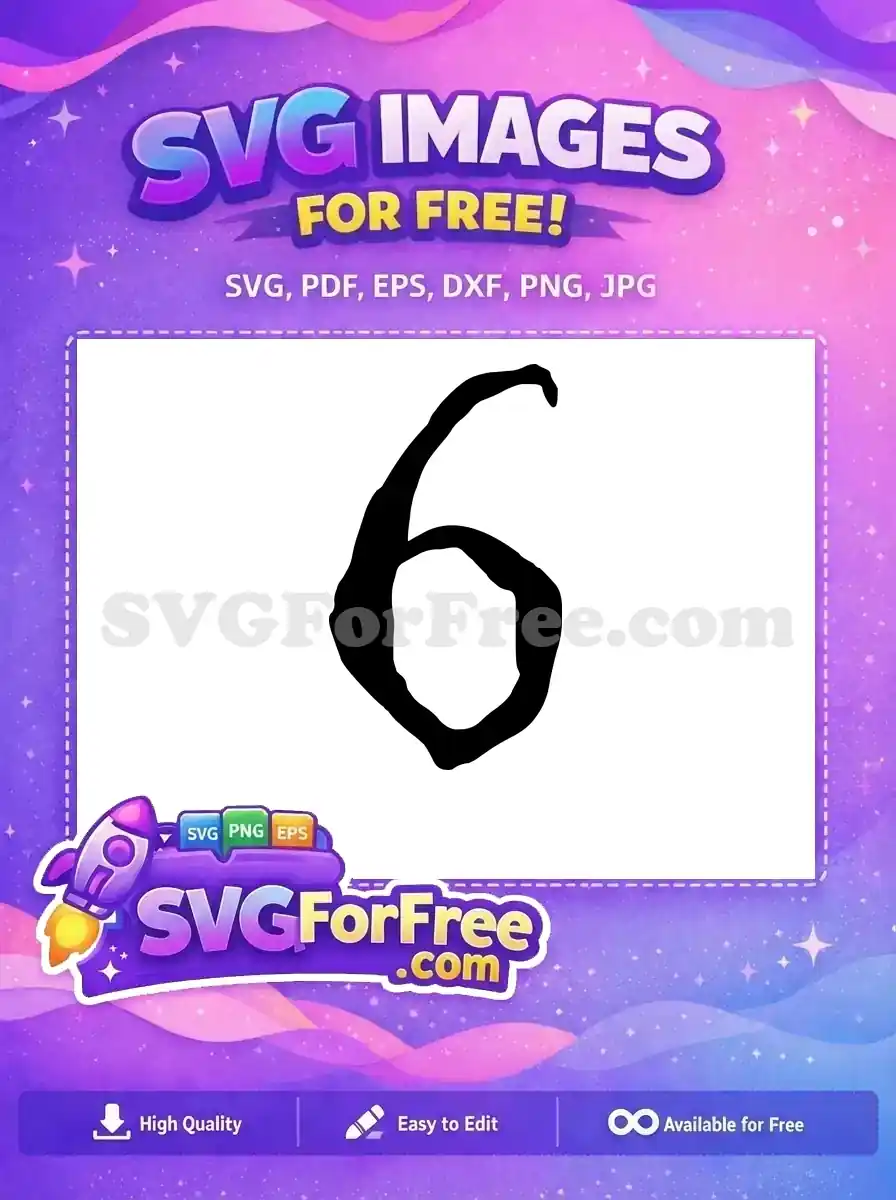 Free Black Number Six Free Bold Fonts Free SVG