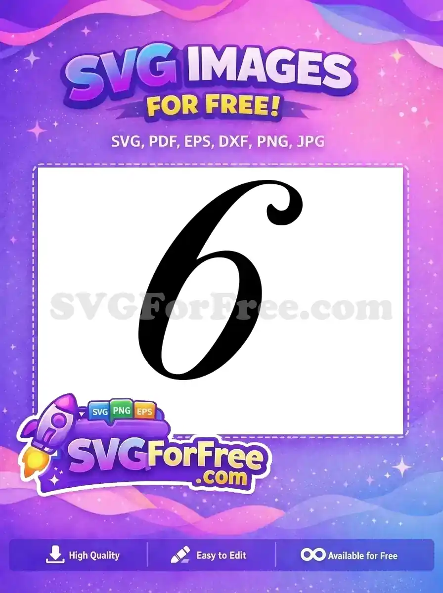 Free Number Six Free Bold Font Number Free SVG