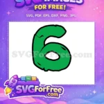 Free Green Number Six Free Bold Fonts Number Free SVG - Instant Download