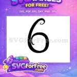 Free Swirling Number Free Six Black Font Free SVG - Instant Download