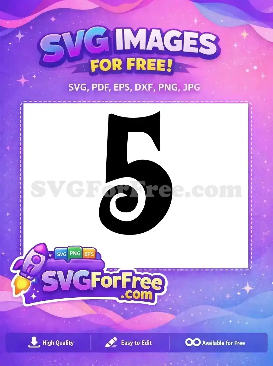 Free Black Number Five Free Fonts Category Free SVG