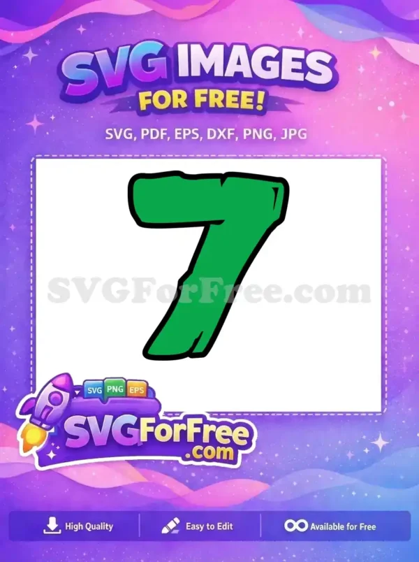 Free Green Number Seven Free Bold Fonts Number Free SVG