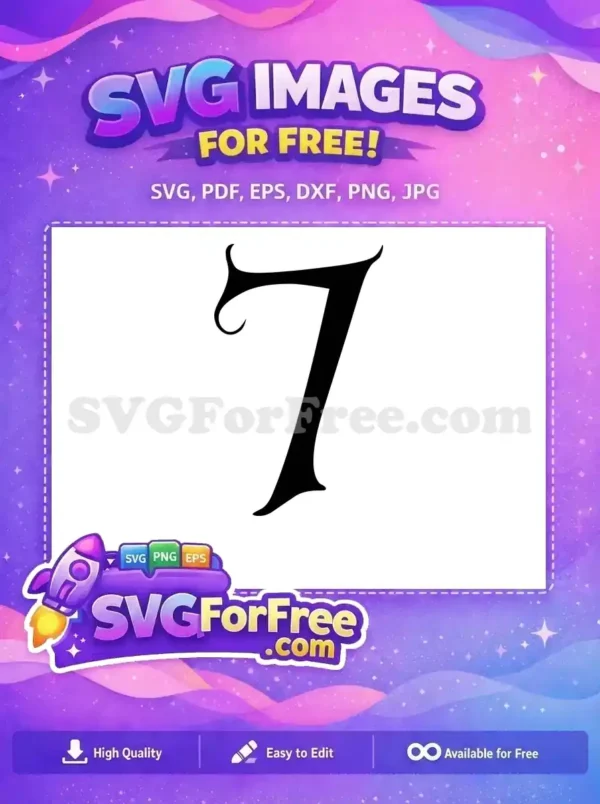 Free Black Number Seven Free Font Alphabet Free SVG