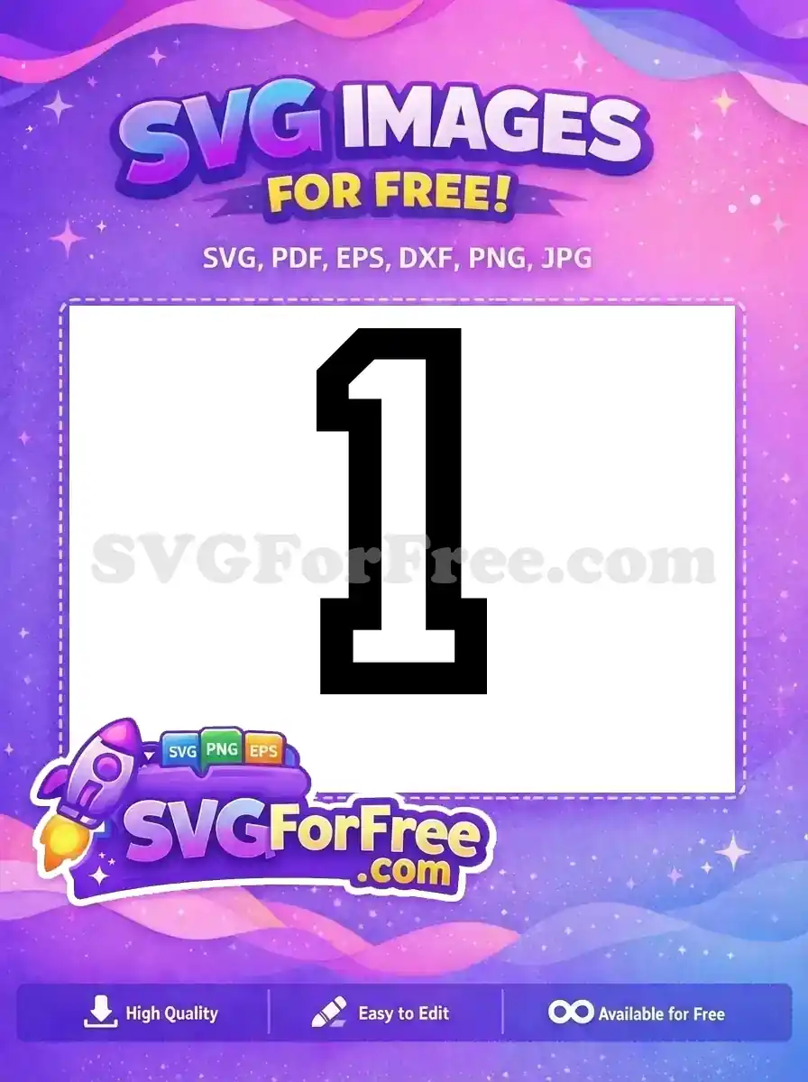 Free Black Bold Number One Free Monogram Initial Free SVG