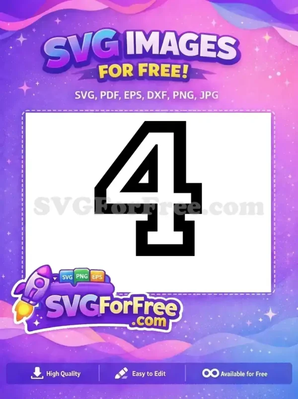 Free Number Four Free Font Bold 4 Free SVG