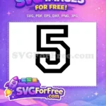 Free Number Five Free Black White Font Free SVG - Instant Download