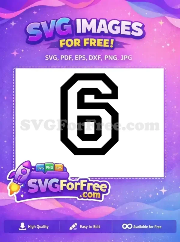 Free Number Six Free Black White Font Free SVG Free Number Six Free Black White Font Free SVG