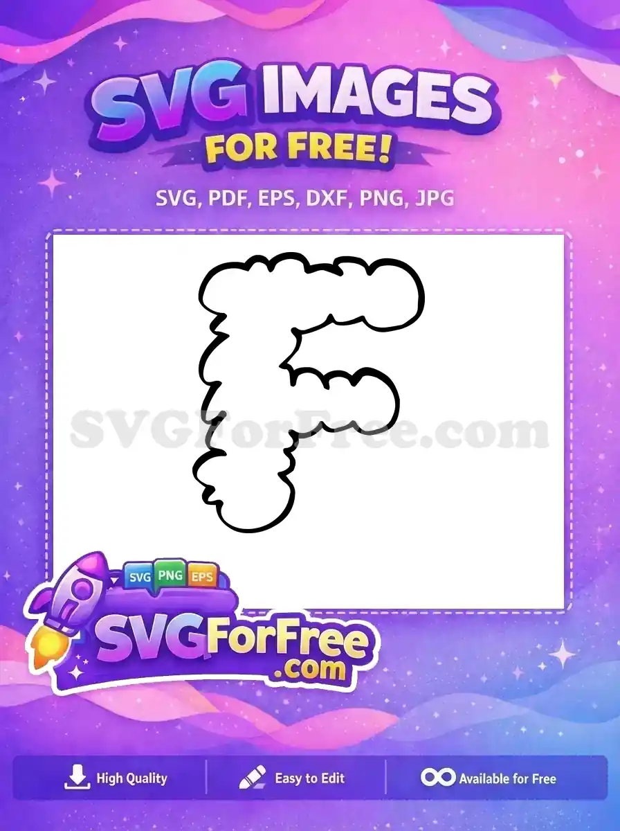 Free Letter F Font Free Black Outline Initial Free SVG 2