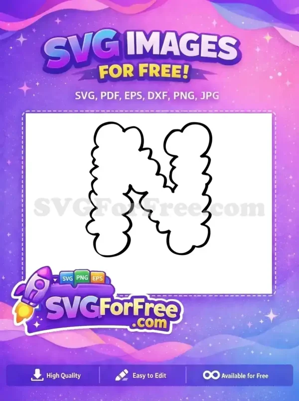 Free Letter N Outline Free Font Initial Free SVG