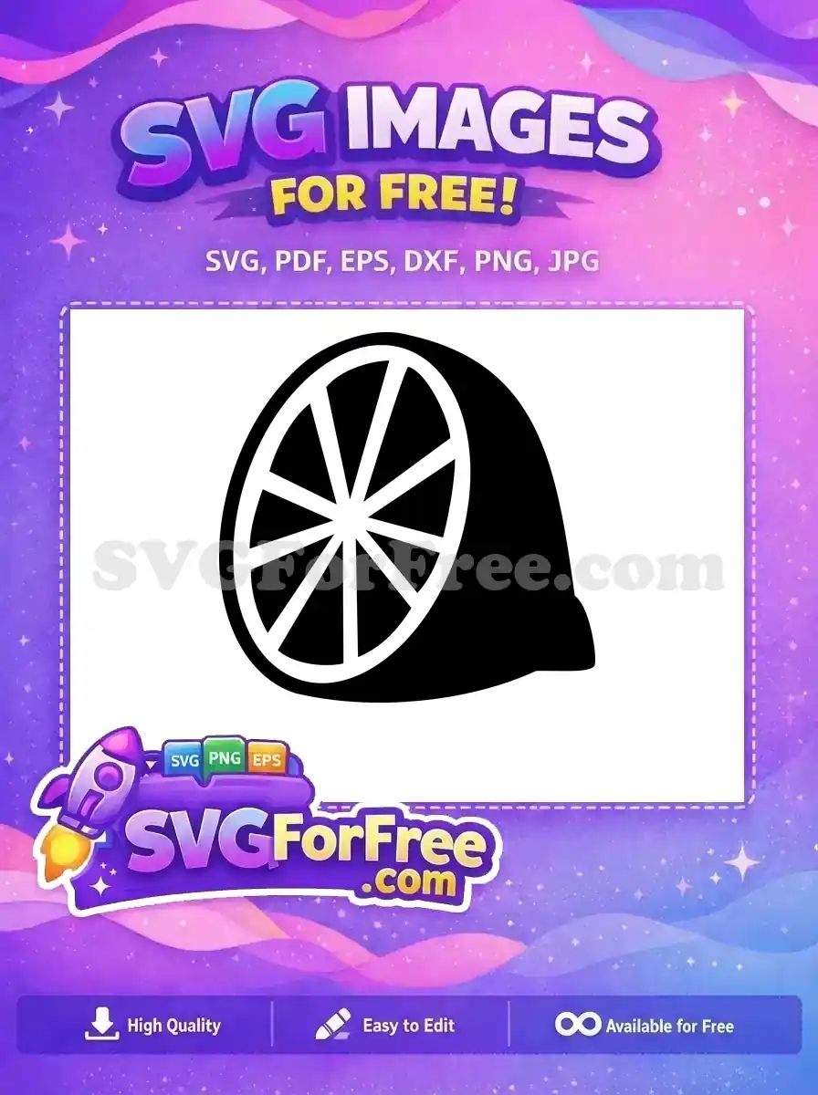 Free Black Lemon Slice Free Food Silhouette Art Free SVG