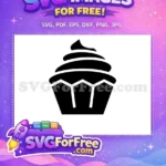 Free Cupcake Silhouette Free Black and White Food Free SVG - Instant Download