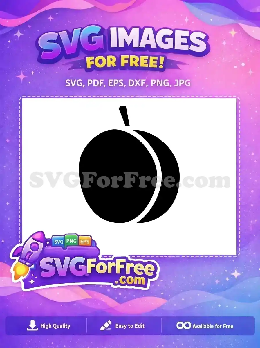 Free Black Peach Free Fruit Food Silhouette Free SVG