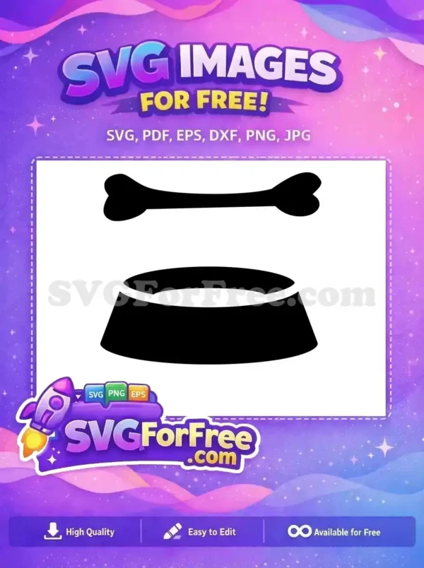 Free Dog Bone Free Food Bowl Silhouette Free SVG