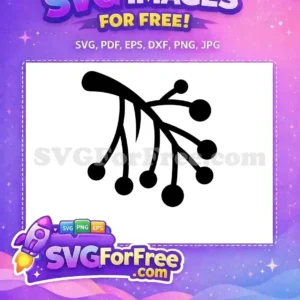 Free Berry Branch Silhouette Free Food Element Black Free SVG
