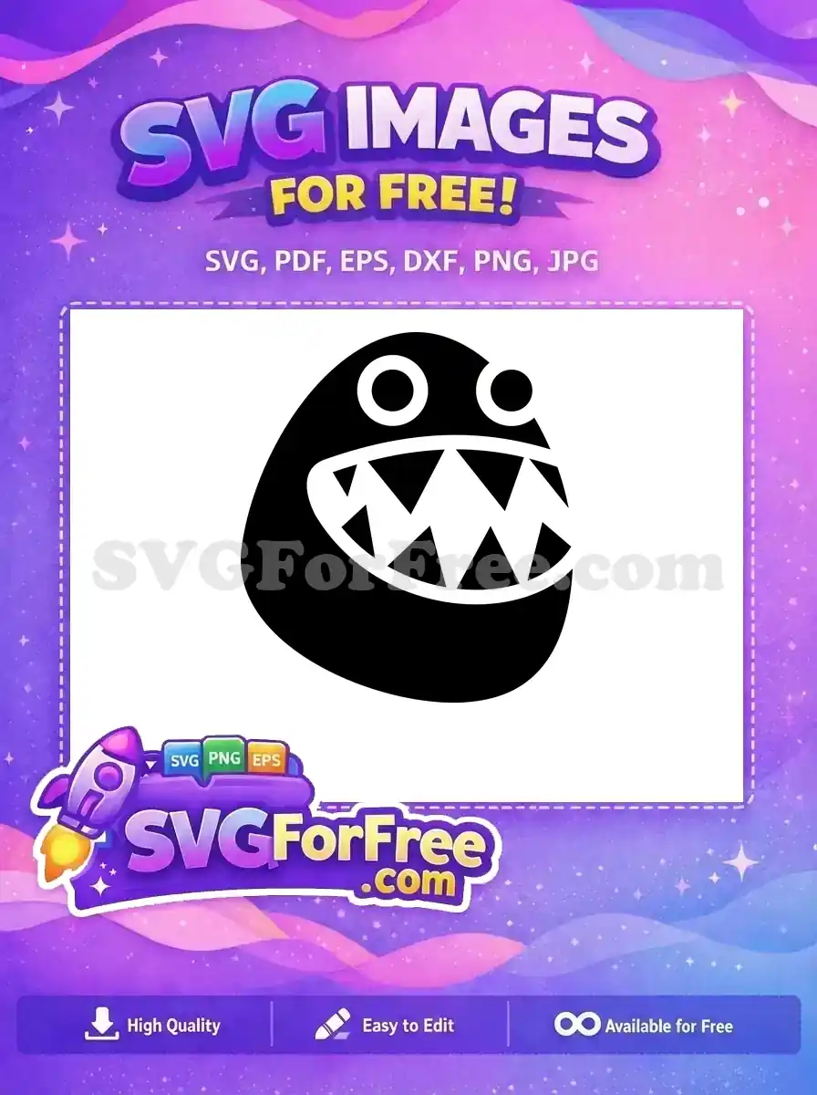 Free Black Silhouette Free Sharp Teeth Pacman Free SVG