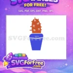 Free Orange Cactus Free Blue Pot Kitchen Free SVG - Instant Download