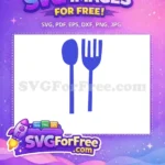 Free Blue Spoon Free Blue Fork Kitchen Free SVG - Instant Download