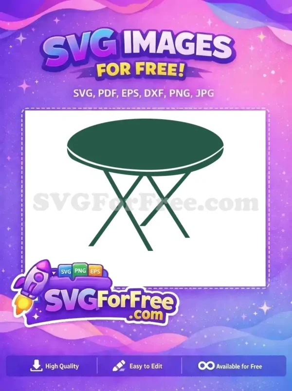 Free Dark Green Round Table Free Kitchenware Free SVG