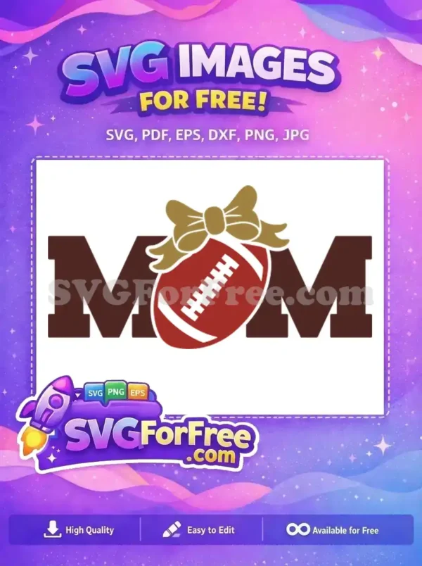 Free Brown Bow Free Burgundy Football MOM Free SVG