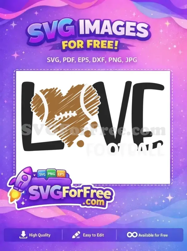 Free Brown Football Heart Free Love Design Football Free SVG Free Brown Football Heart Free Love Design Football Free SVG