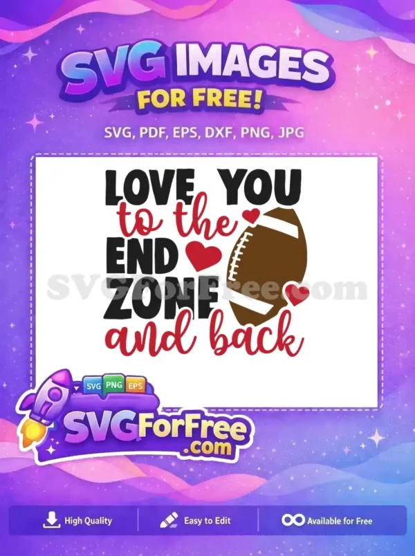 Free Love Hearts Free End Zone Football MOM Free SVG