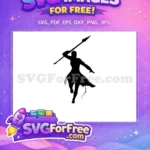 Free Silhouette Spear Free Warrior Woman Football MOM Free SVG - Instant Download