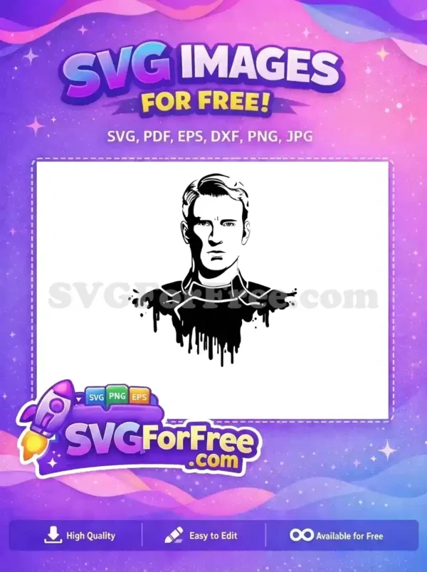 Free Captain America Portrait Free Dripping Design Avengers Free SVG
