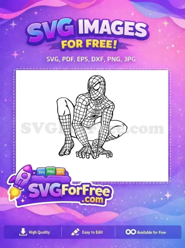 Free Crouching Pose Free Superhero Silhouette Spider-Man Free SVG