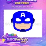 Free Smiling Captain Free America Blue Mask Football Free SVG - Instant Download