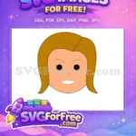 Free Brown Hair Free Smiling Face Football MOM Free SVG - Instant Download