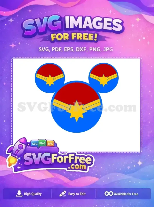 Free Captain Marvel Ears Free Superhero Football MOM Free SVG