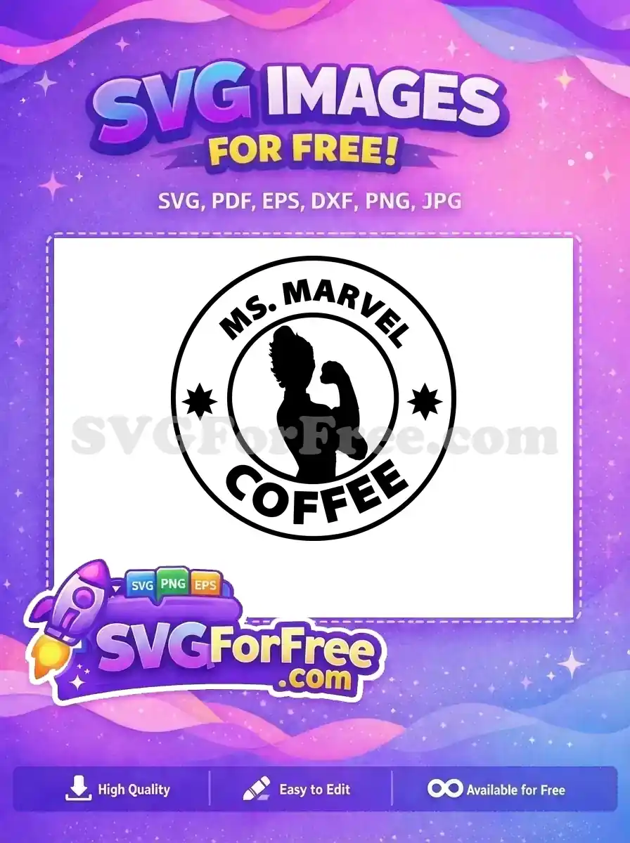 Free Silhouette Curl Hair Free Strong Ms Marvel Coffee Free SVG