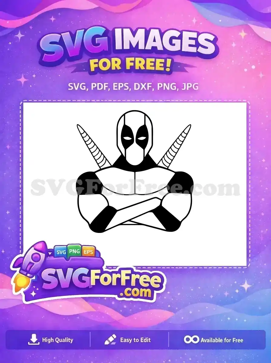 Free Black White Deadpool Free Crossed Arms Football MOM Free SVG