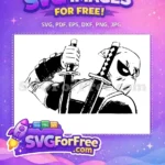 Free Deadpool Swords Free Black and White Marvel Free SVG - Instant Download
