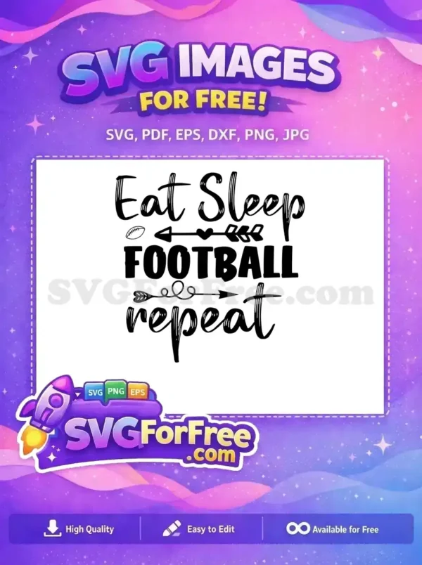 Free Eat Sleep Black Football Free Repeat Phrase Free SVG