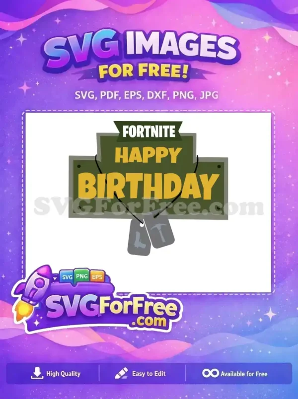 Free Happy Birthday Free Dog Tag Fortnite Free SVG