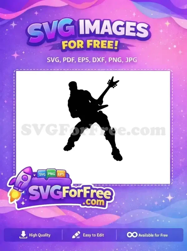 Free Rocker Guitarist Free Black Silhouette Fortnite Free SVG 1