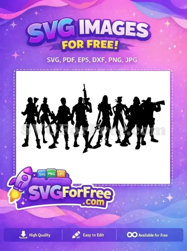 Free Squad Black Silhouette Free Armed Fortnite Free SVG