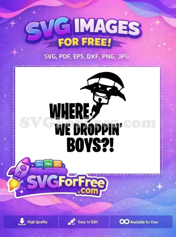 Free Parachute Silhouette Free Where We Dropping Fortnite Free SVG