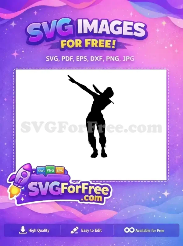 Free Black Silhouette Dabbing Pose Free Girl Emote Dance Fortnite Free SVG