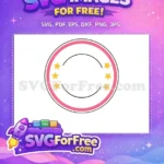 Free Pink Circle Frame Free Yellow Stars Design Free SVG - Instant Download