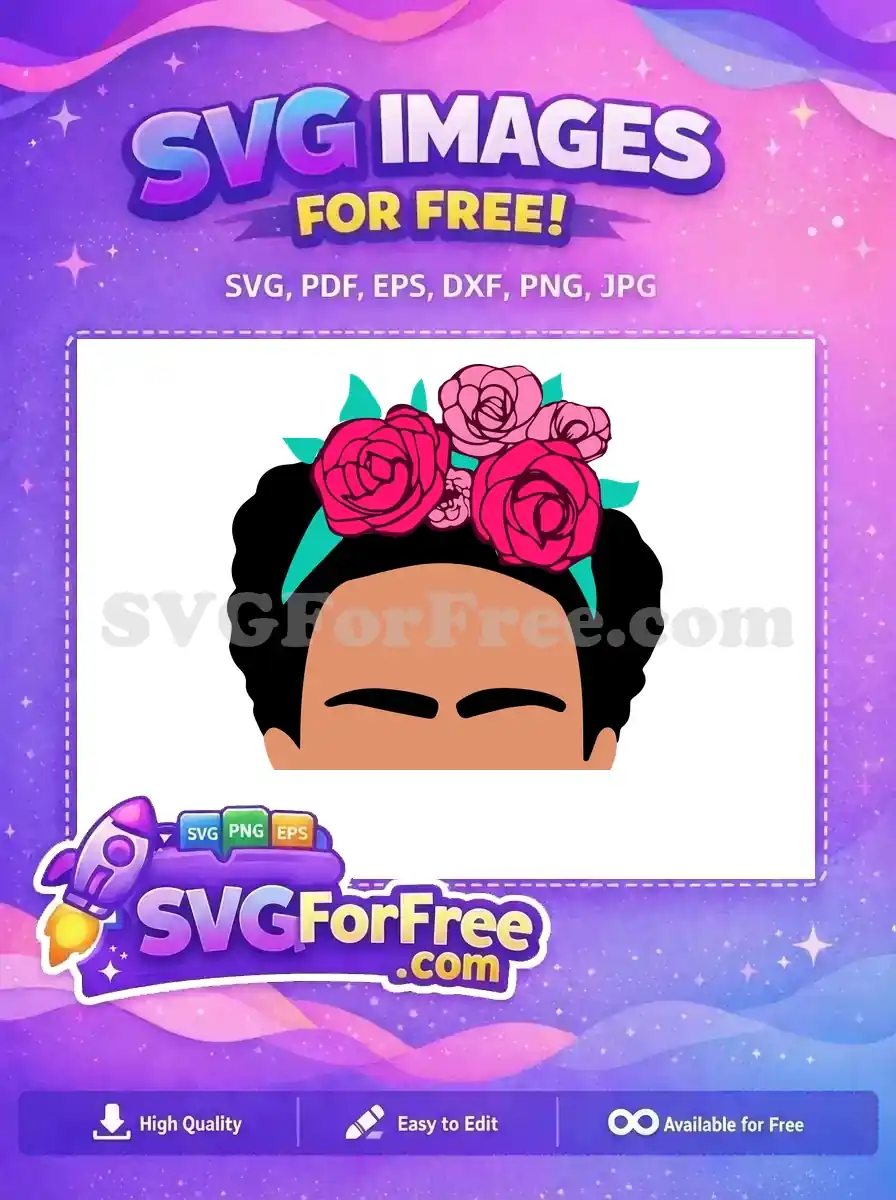 Free Pink Roses Free Teal Leaves Frida Kahlo Free SVG