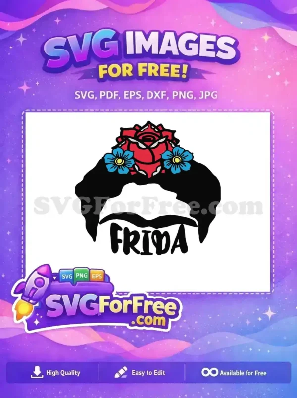 Free Red Rose Free Blue Flower Frida Free SVG