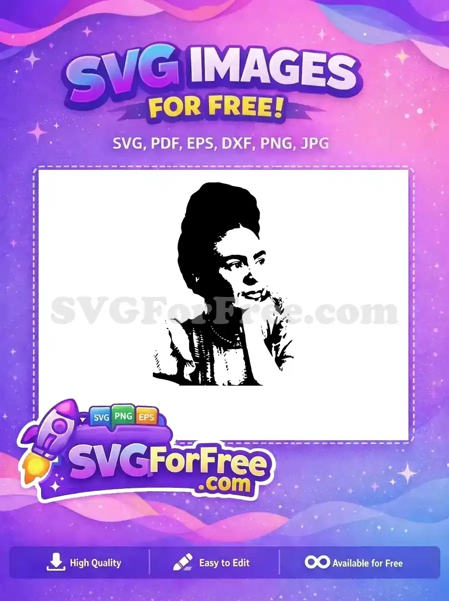 Free Floral Crown Free Unibrow Portrait Frida Kahlo Free SVG 1