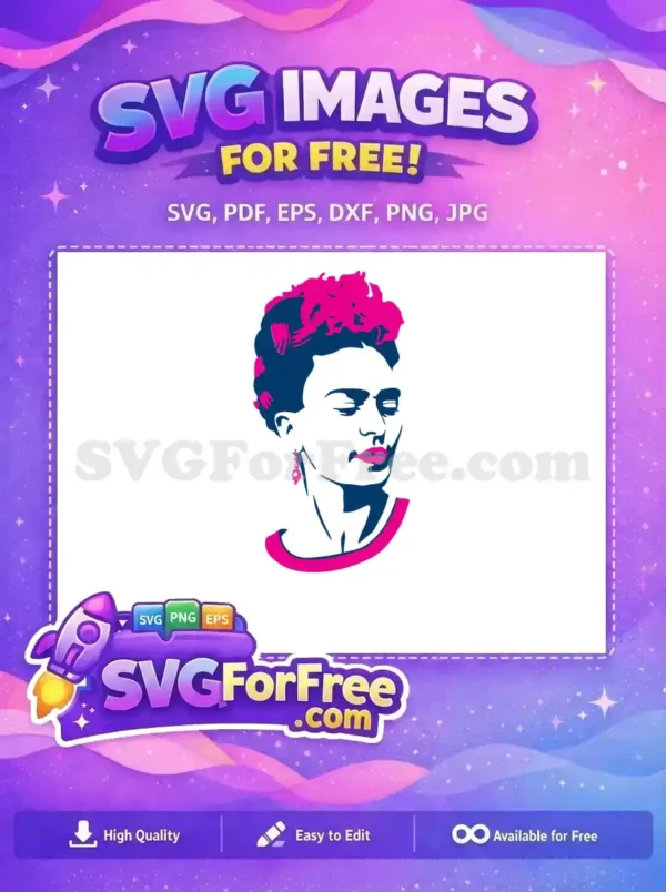 Free Pink Flower Crown Free Dangling Earring Frida Free SVG