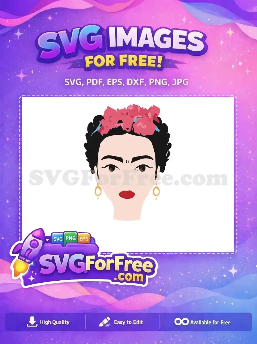 Free Portrait Frida Kahlo Free Flowers Detail Famous Free SVG
