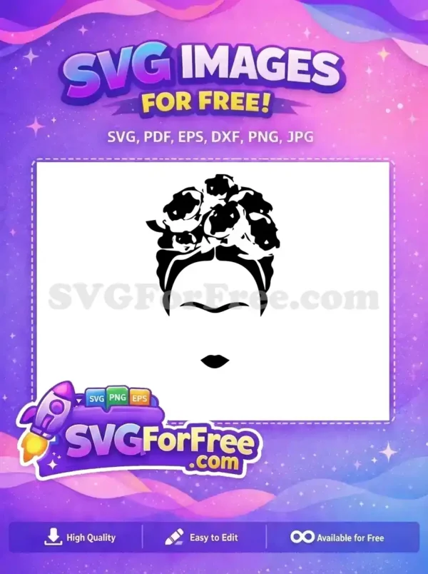 Free Detailed Monobrow Free Floral Headdress Frida Kahlo Free SVG Free Detailed Monobrow Free Floral Headdress Frida Kahlo Free SVG