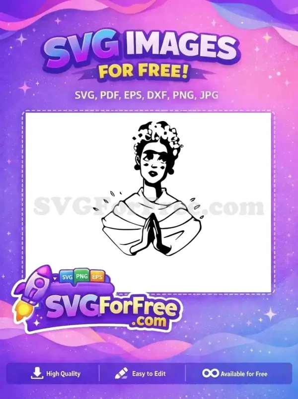 Free Detailed Monobrow Free Flower Crown Frida Kahlo Free SVG