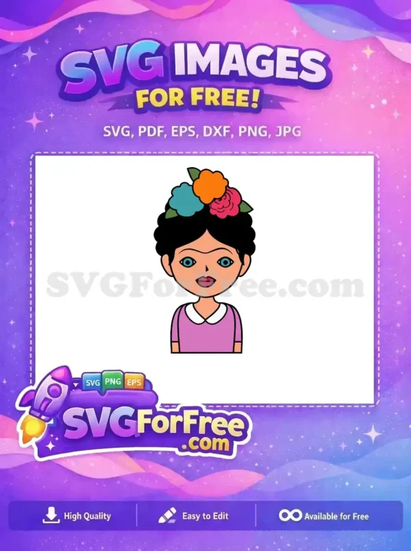 Free Unibrow Portrait Free Flower Crown Frida Kahlo Free SVG 2