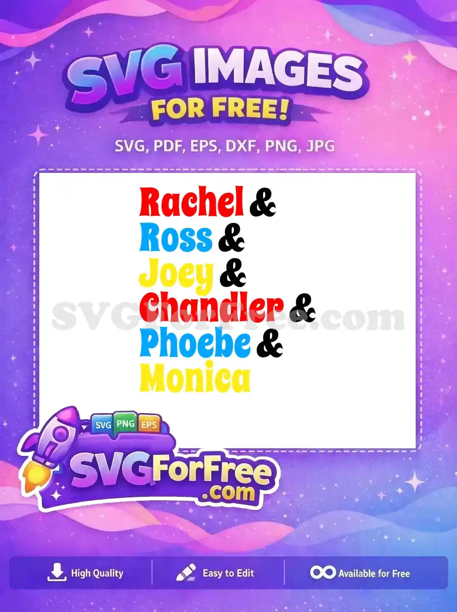 Free Colorful Names Free TV Show Friends Free SVG